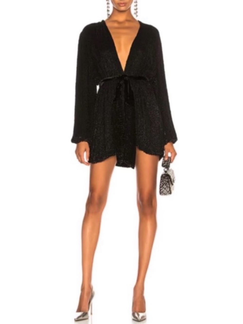 Retrofête Black Gabrielle Sequin Robe Missing Belt Size M - Picture 2 of 11